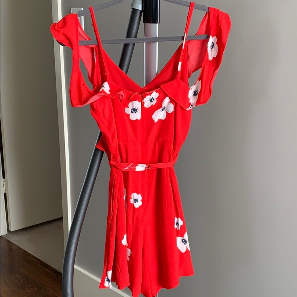 Bardot Wrap Style Romper - Poppies Pattern - image 4